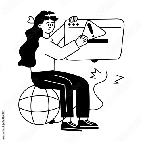 Grab this doodle mini illustration of browser error 