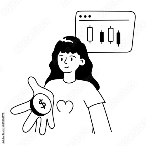 Latest doodle mini illustration of online broker  