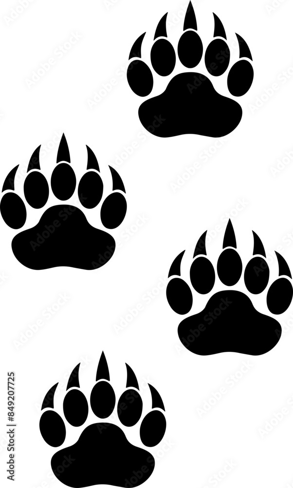 Fototapeta premium Bear paw print silhouette