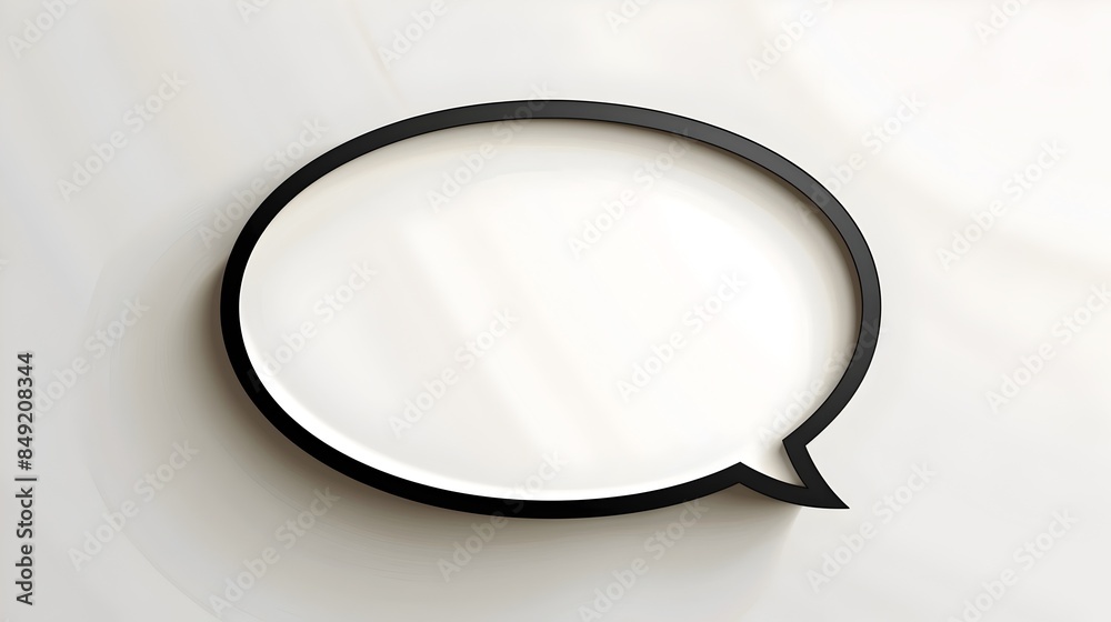 Elegant Pointed Oval Speech Bubble with Thin Black Border on Crisp White Background Elegant Pointed Oval Speech Bubble with Thin Black Border on Crisp White Background