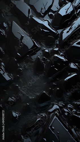 Abstract black ice background texture.  AI Generated.