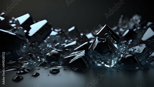 Abstract black ice background texture.  AI Generated.