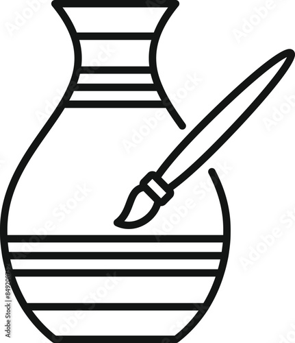 Simple icon of an artist painting lines on a clay vase with a paintbrush