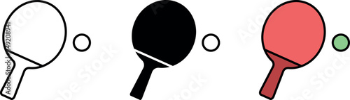 Ping-Pong Racket, Paddle icon in lined, isolated and colored style. Vector illustration
