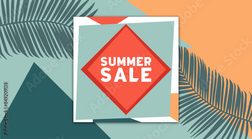 Abstract horizontal summer sales banner template