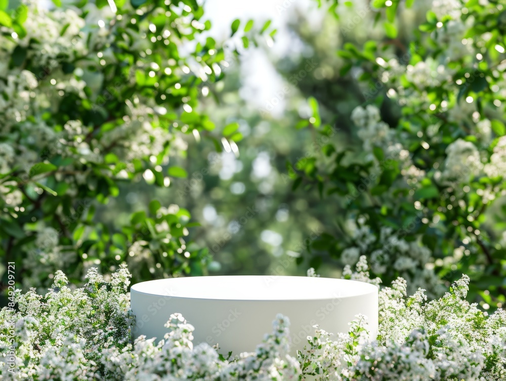 3d Podium with Spring floral background. 3d Podium with Spring floral background.