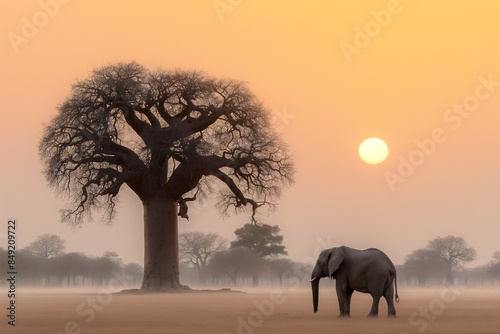 A lone, majestic elephant s...