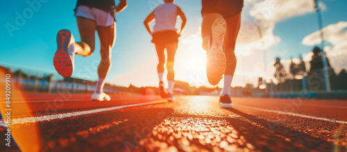 athlete preparing for race running on a track at a sports olympic event at Paris