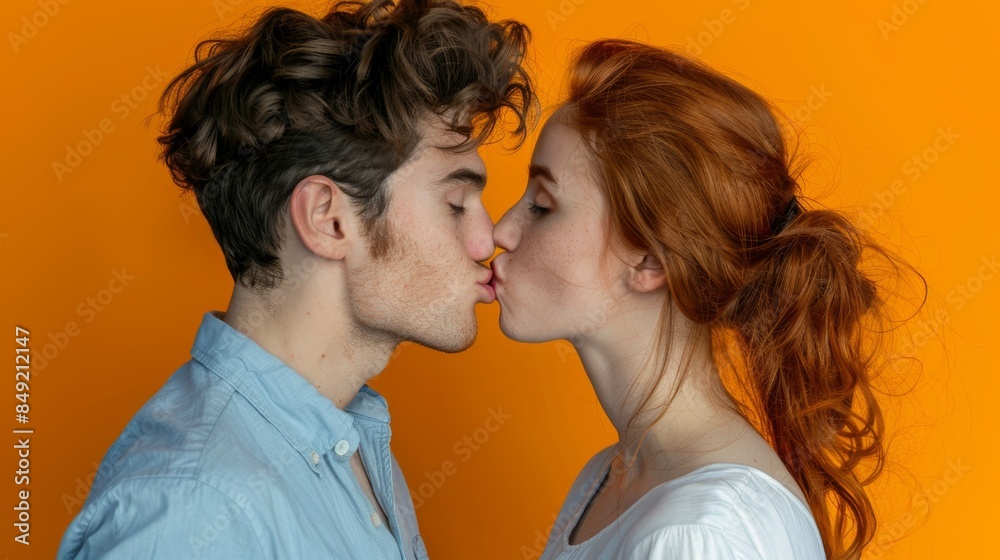 The couple kissing affectionately The couple kissing affectionately