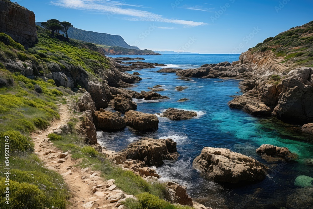 INTOCIATED LANDSCAPE OF THE NATURAL RESERVE OF ZINGARO, SICILIA., generative IA INTOCIATED LANDSCAPE OF THE NATURAL RESERVE OF ZINGARO, SICILIA., generative IA
