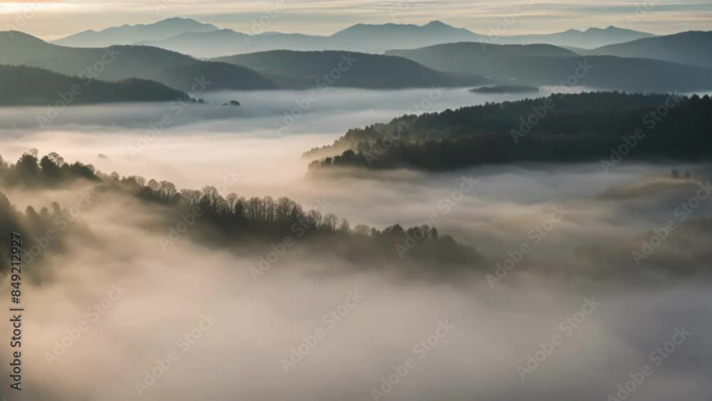 Fog over the mountain forest landscape 4k HDR Fog over the mountain forest landscape 4k HDR