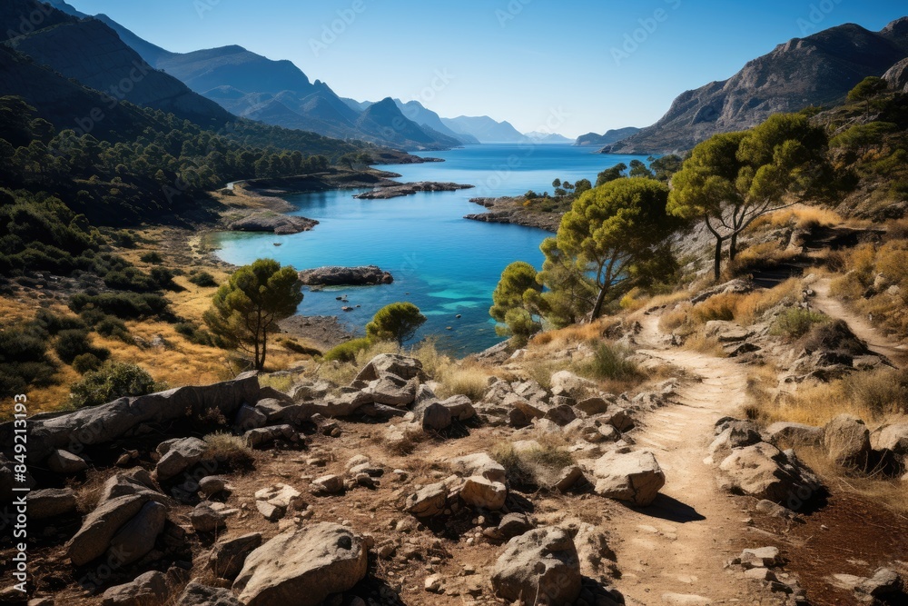 Tramuntan Serra Scenic Mountains in Majorca., generative IA Tramuntan Serra Scenic Mountains in Majorca., generative IA