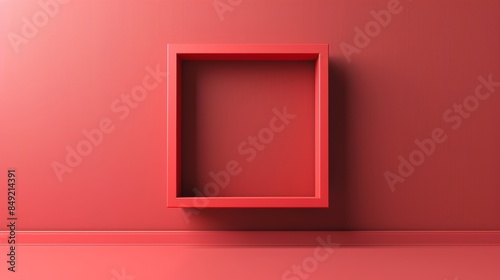 A red square with a white border is the only thing in the image photo