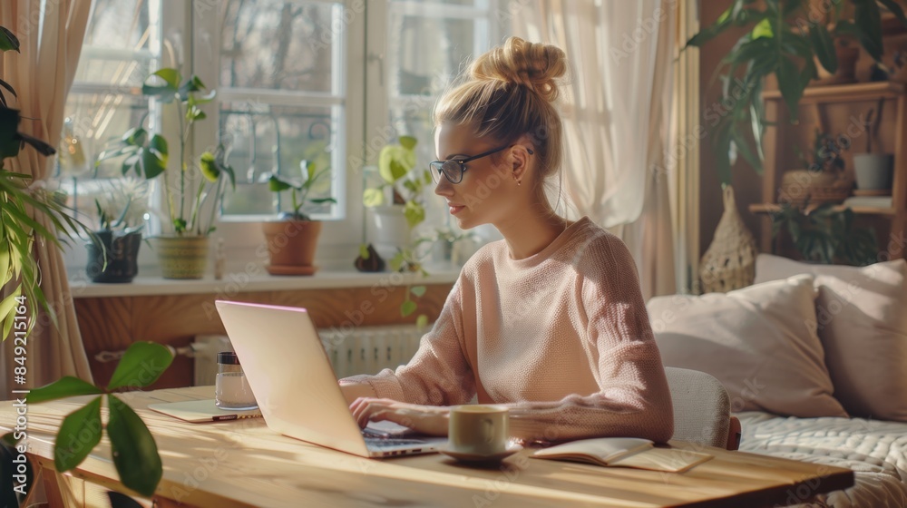 The woman using laptop The woman using laptop
