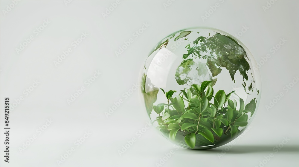 Sustainable Green Globe Concept with Flourishing Leaves and Environment Protection Imagery Sustainable Green Globe Concept with Flourishing Leaves and Environment Protection Imagery