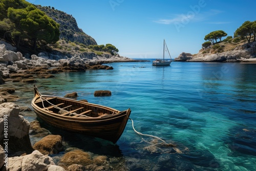 Anthony Quinn Bay crystal clear waters in rhodes., generative IA