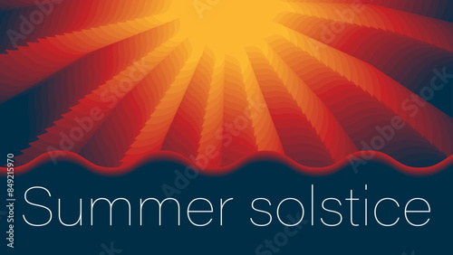 Abstract retro minimal summer solstice design, vector illustration