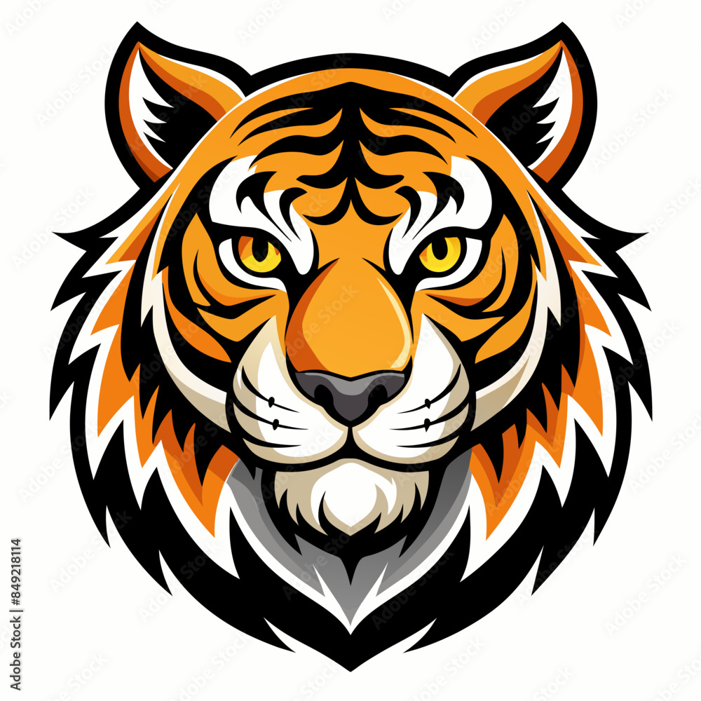 Angry Tiger Mascot, Isolated vector logo illustration | wild animal tiger head face mascot design vector illustration, logo template isolated on white background