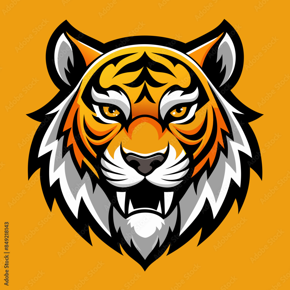 Angry Tiger Mascot, Isolated vector logo illustration | wild animal tiger head face mascot design vector illustration, logo template isolated on white background