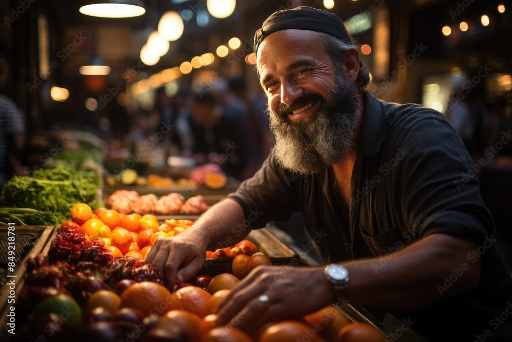 Obraz premium Carmel de Tel Aviv Market vibrant colors, authentic flavors, pulsating life., generative IA