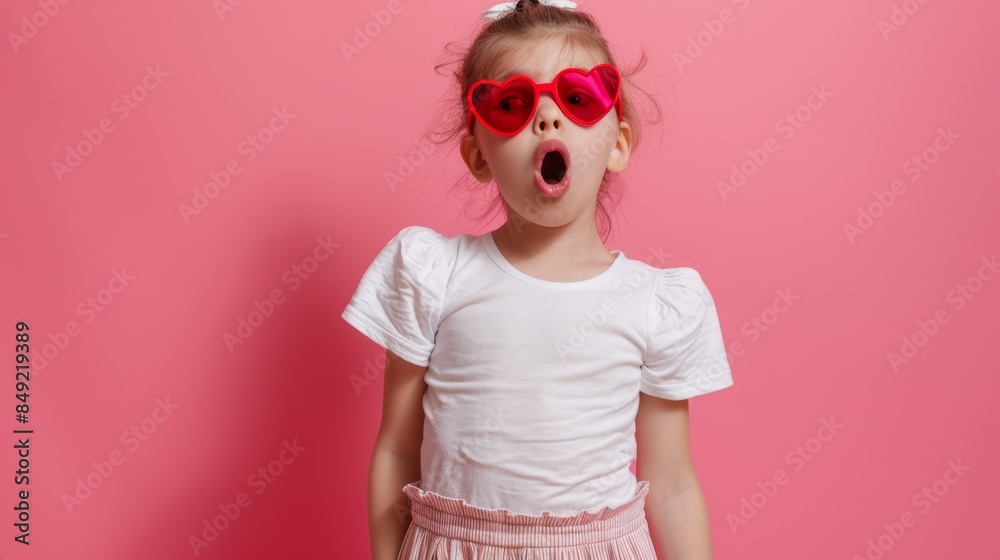 The girl with heart sunglasses The girl with heart sunglasses