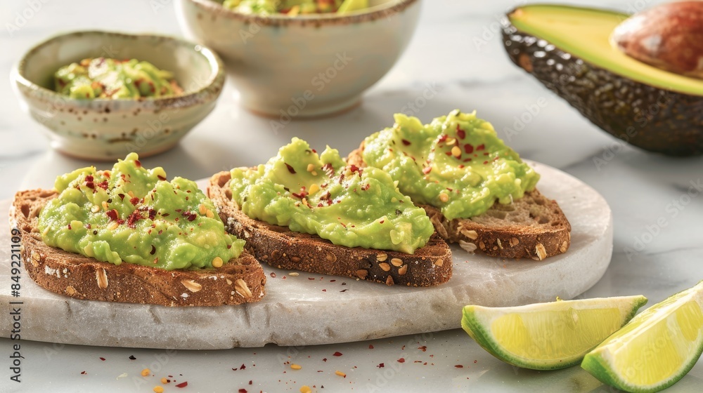 The avocado toast with lime The avocado toast with lime