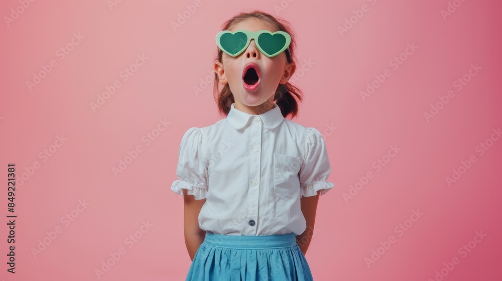 The girl with heart sunglasses The girl with heart sunglasses