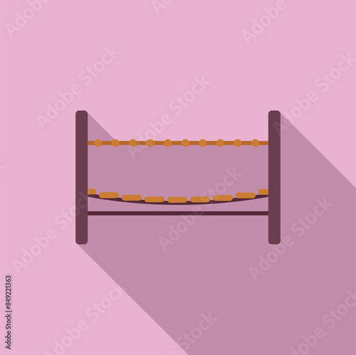 Minimalist illustration of a playground rope bridge, encouraging children to test their balance and coordination