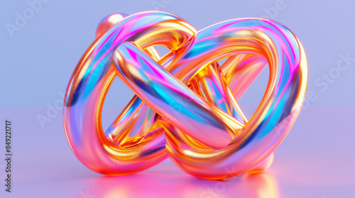 Abstract representation of two golden wedding rings interconnected by an invisible arch symbolizing eternal bonds, set against a subtle pastel gradient background