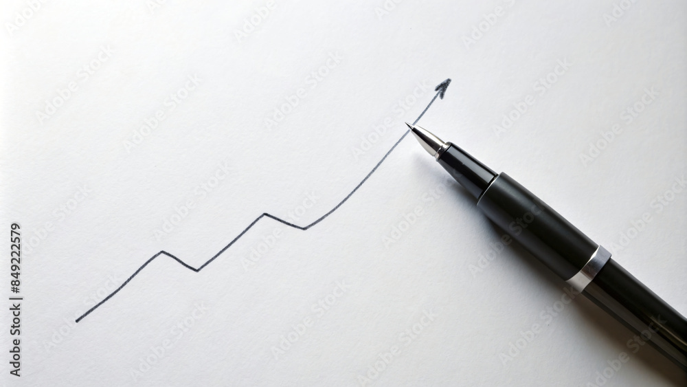 Fototapeta premium Business hand drawing a financial graph on a whiteboard with a pen, planning for success