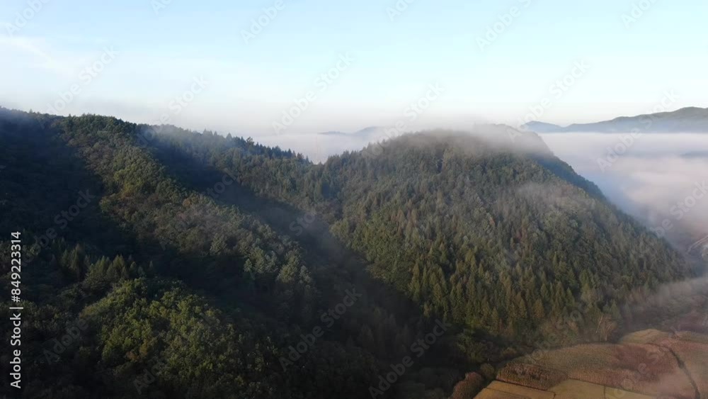 Aerial view of the mountains in Northeast China at dawn Aerial view of the mountains in Northeast China at dawn