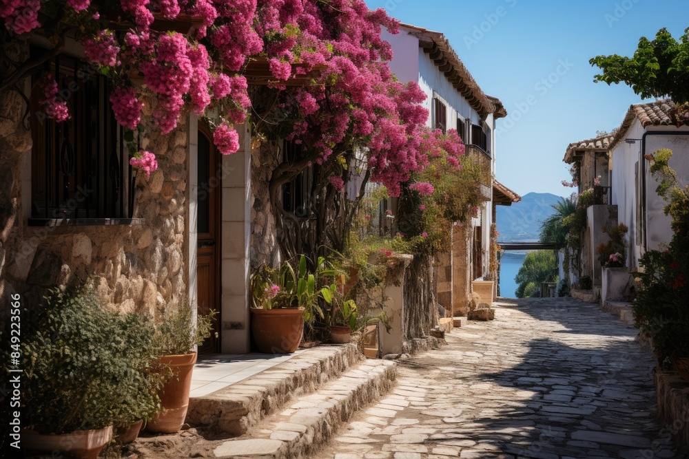 Fototapeta premium Village of Dherynia, Cyprus, on the Green Line., generative IA