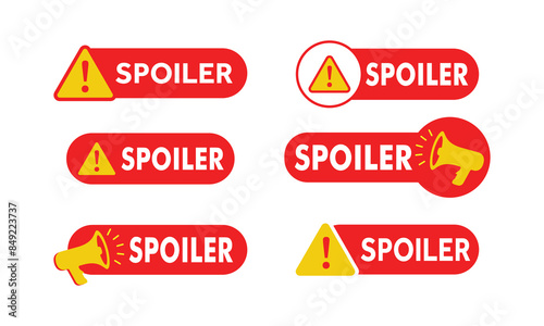 Spoiler alert vector signs , Red and yellow alert message	