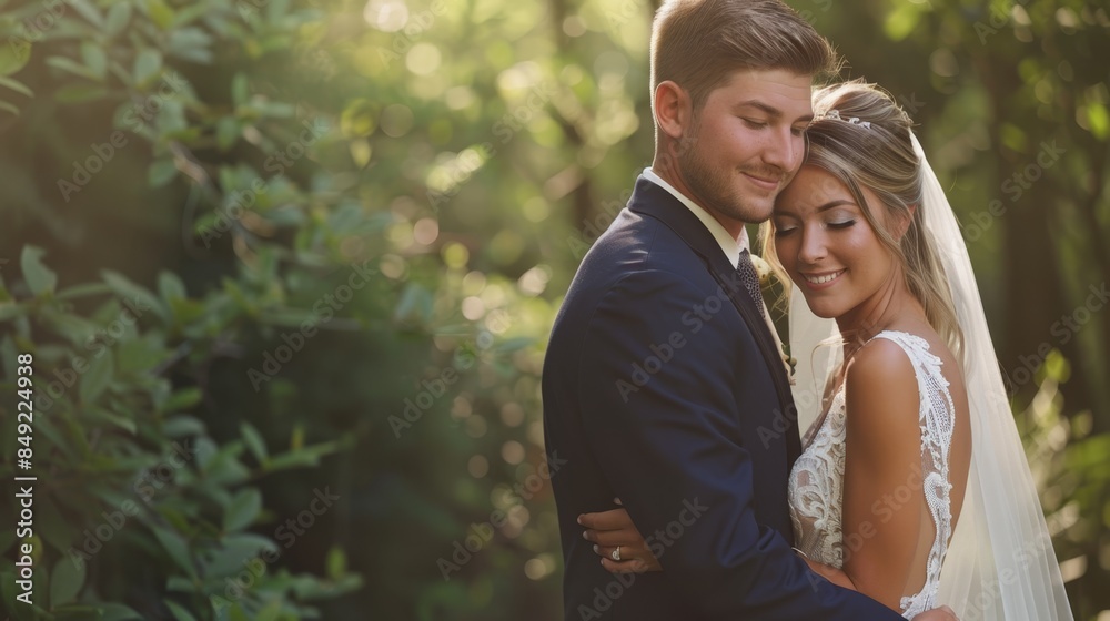 Fototapeta premium The bride and groom embrace