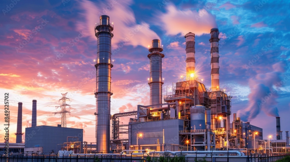 A large industrial plant with a lot of smoke coming out of it A large industrial plant with a lot of smoke coming out of it
