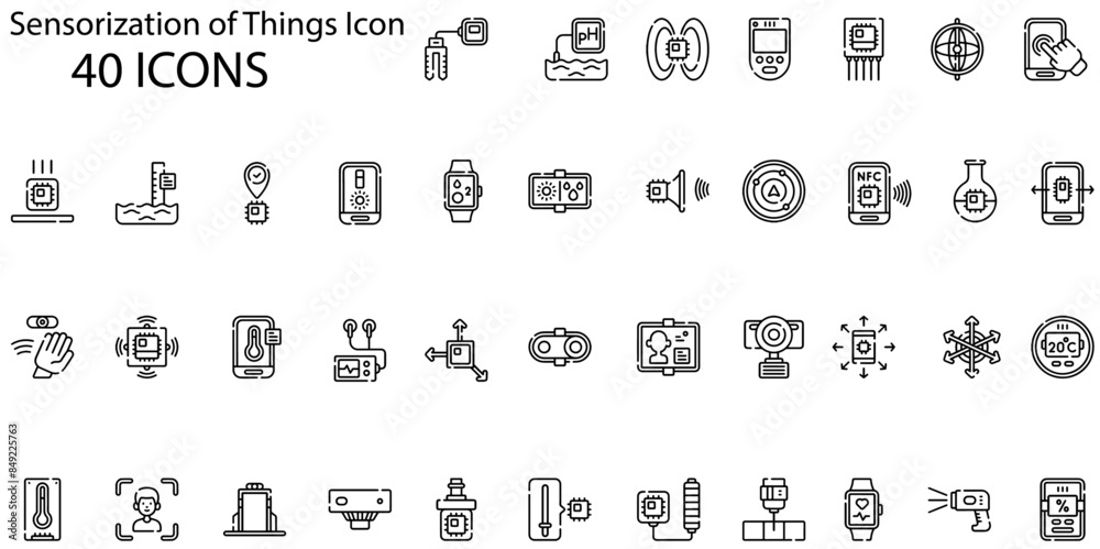 98Set of sensorization of things icons. Line art style icons bundle. vector illustration
98Set of sensorization of things icons. Line art style icons bundle. vector illustration