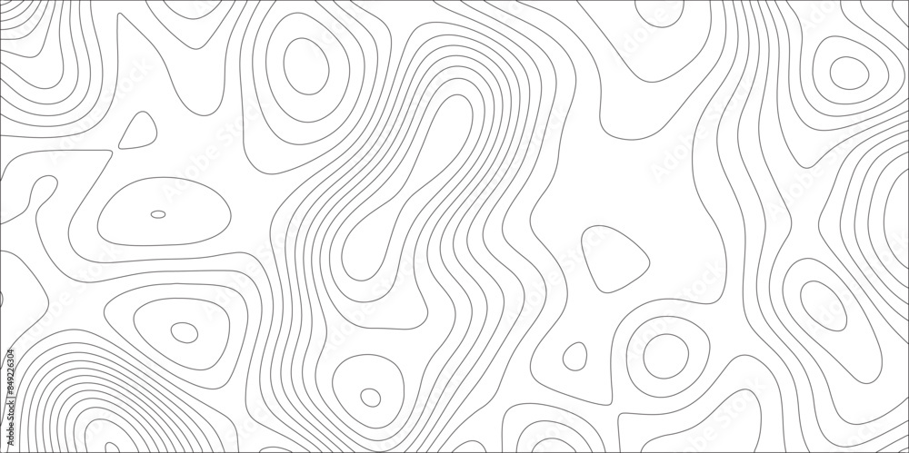 Ocean topographic line map with curvy wave isolines vector illustration. Abstract topographic contours map background, Vector contour topographic map. Cartography texture abstract banner use. Ocean topographic line map with curvy wave isolines vector illustration. Abstract topographic contours map background, Vector contour topographic map. Cartography texture abstract banner use.