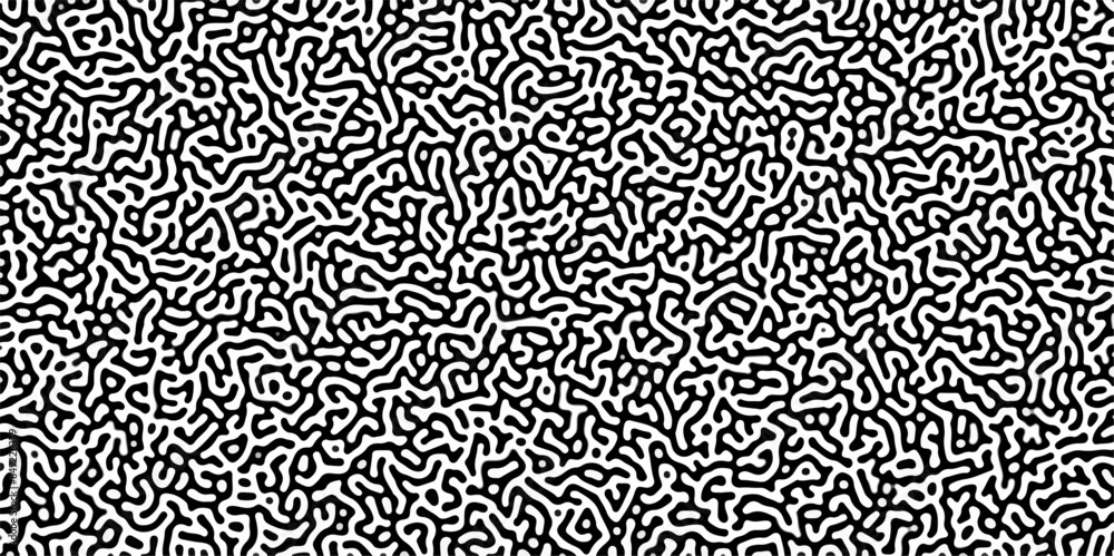 Turing reaction diffusion monochrome seamless pattern with chaotic motion .Linear design with biological shapes. Organic lines in memphis. abstract turing organic wallpaper background . Turing reaction diffusion monochrome seamless pattern with chaotic motion .Linear design with biological shapes. Organic lines in memphis. abstract turing organic wallpaper background .