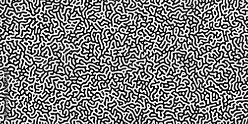 Turing reaction diffusion monochrome seamless pattern with chaotic motion .Linear design with biological shapes. Organic lines in memphis. abstract turing organic wallpaper background .