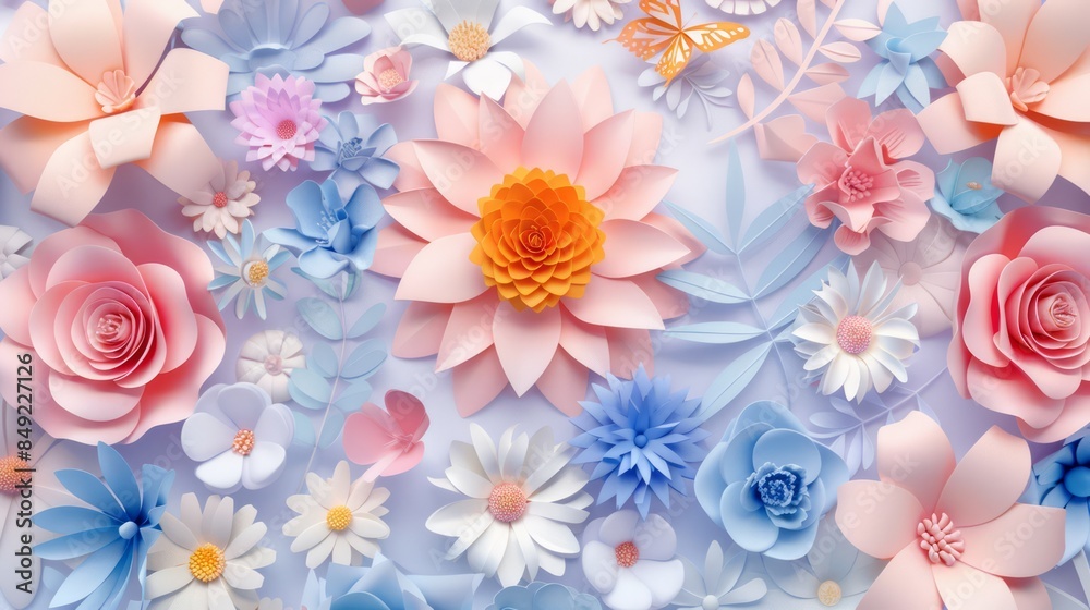 Intricate Paper Cut Flowers Background, Delicate Floral Paper Cuts Background