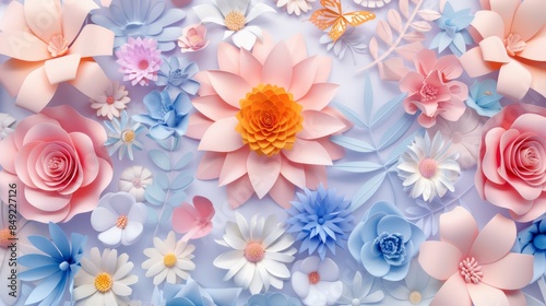 Intricate Paper Cut Flowers Background, Delicate Floral Paper Cuts Background