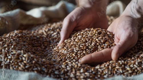 Hands Holding Wheat Grains