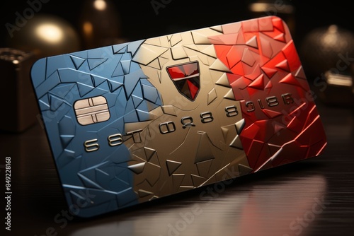 Russian Flag on Credit Card Financial Development Banking Account Statistics Econo, generative IA photo