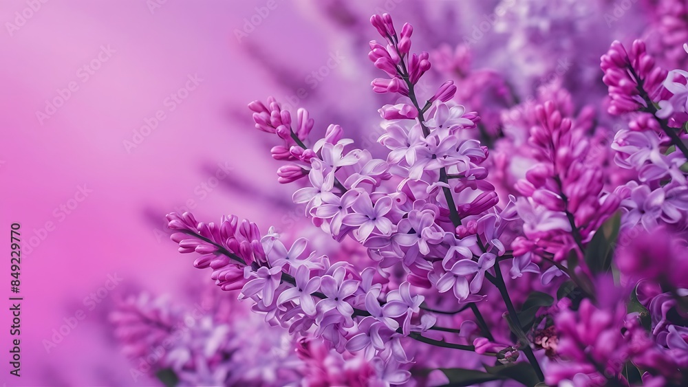 Blooming lilac flowers on pink background Blooming lilac flowers on pink background