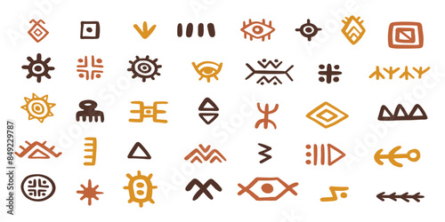 Abstract African tribal symbols geometric shapes
