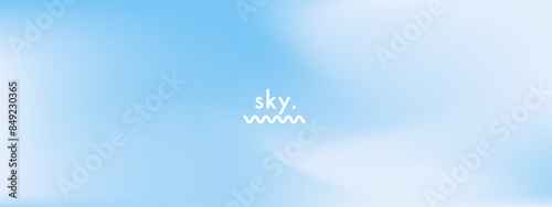 Aesthetic clear blue sky concept. Summer season blue pastel colored vector banner. Blurred sky gradient background. Simple soft light backdrop. Gradient template design for poster, social post