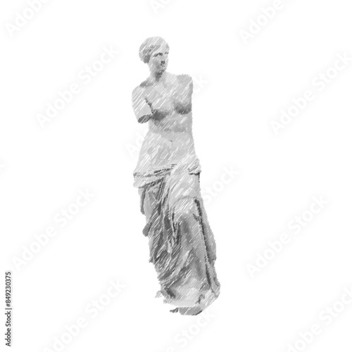 Heads Greek ancient sculpture, mystic. Vector hand drawn illustrations of antique classic statues in trendy bohemian style