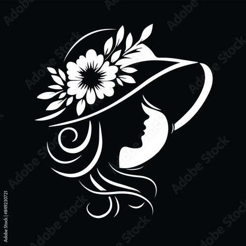 Vector illustration of a woman's face on black background