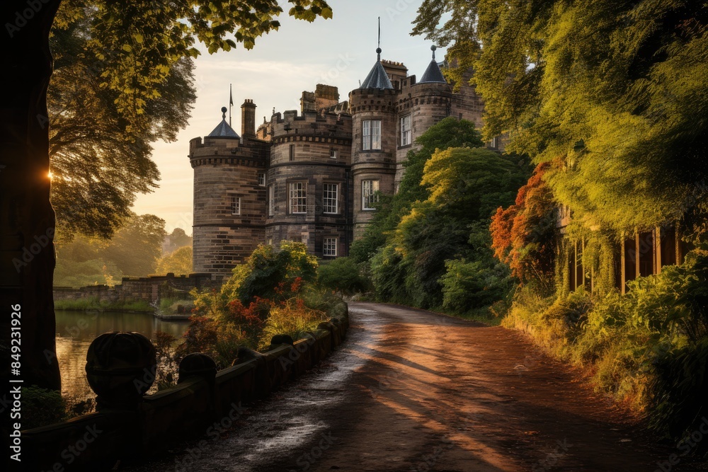 Holyroodhouse Palace in Edinburgh, majestic under the Scottish sky., generative IA