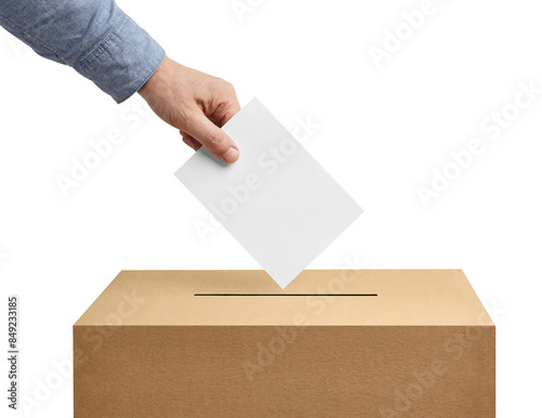 ballot box casting vote election referendum politics elect man female democracy hand voter political © Lumos sp